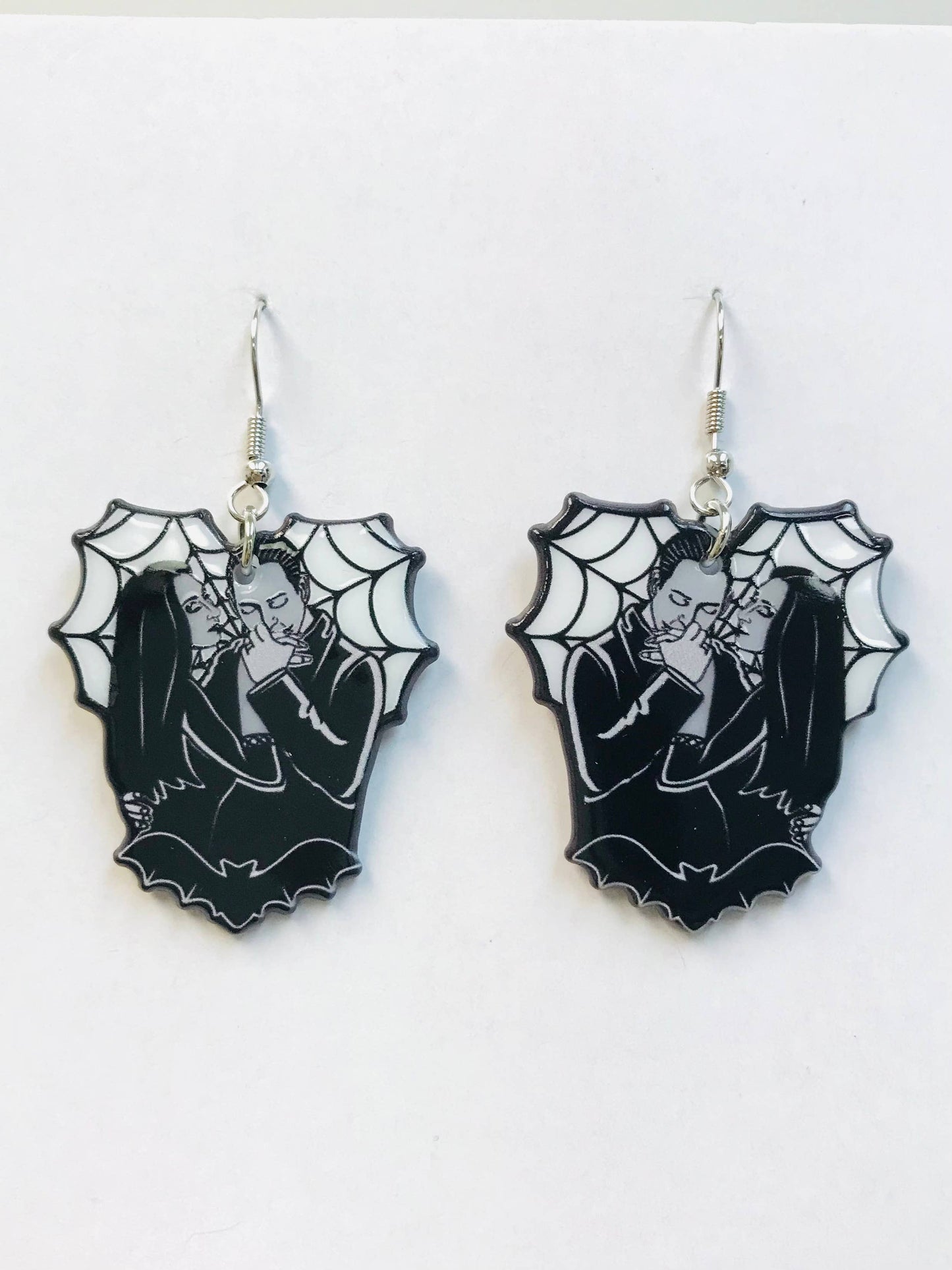 Morticia and Gomez earrings