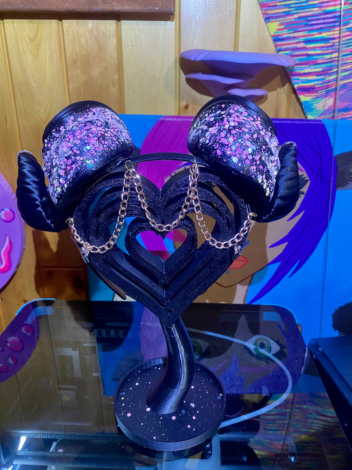 Pink and Black UV rams horns