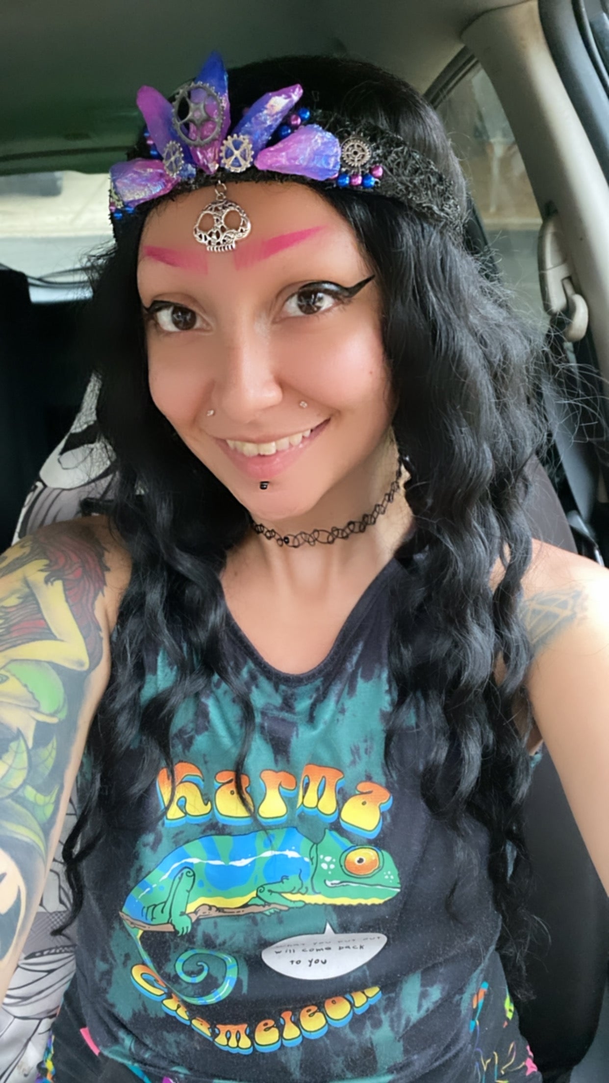 Blurple Aura Quartz Steampunk Crystal Crown