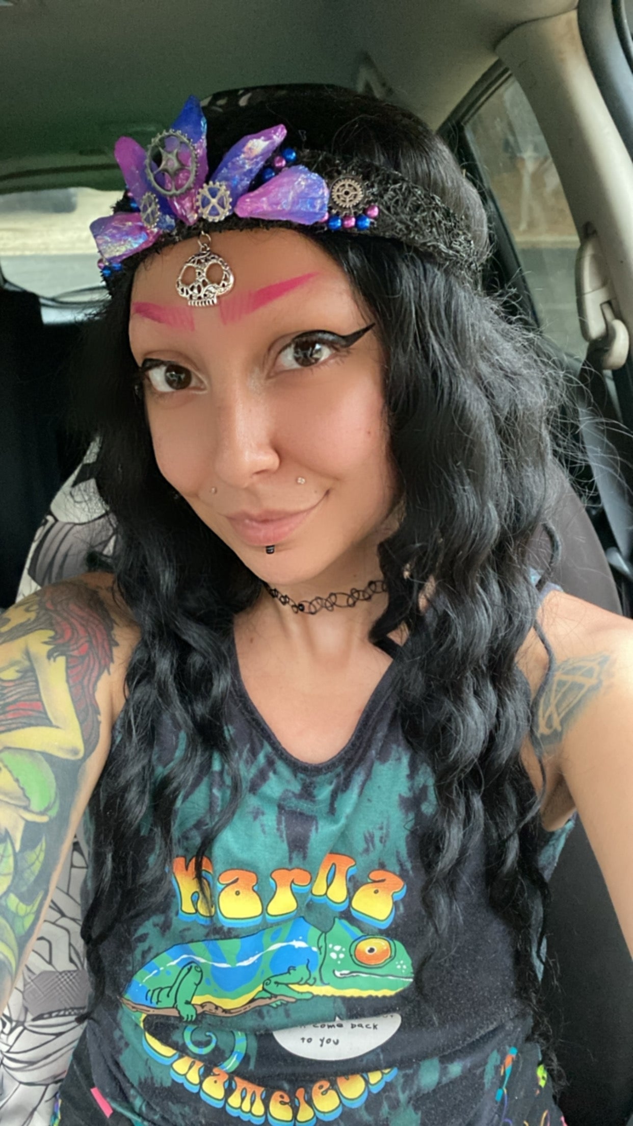 Blurple Aura Quartz Steampunk Crystal Crown