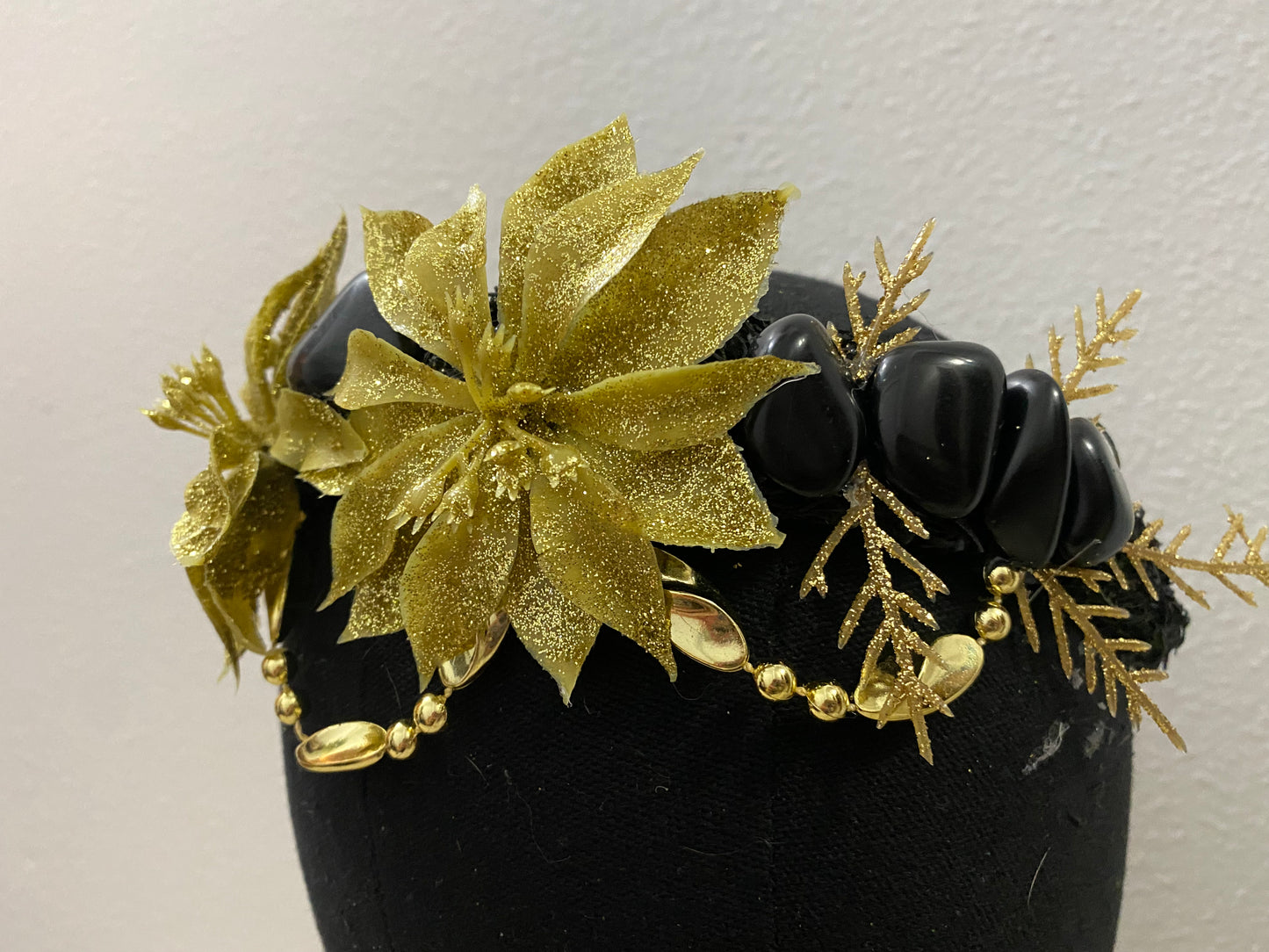 Black & Gold Cuetlaxochitl Obsidian Crown