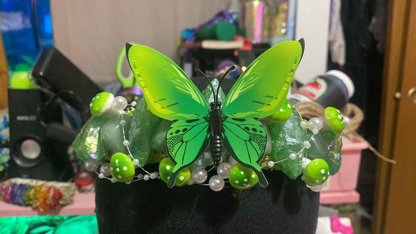Chartreuse Butterfly Crown