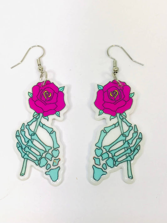 Rose Skeleton Earrings