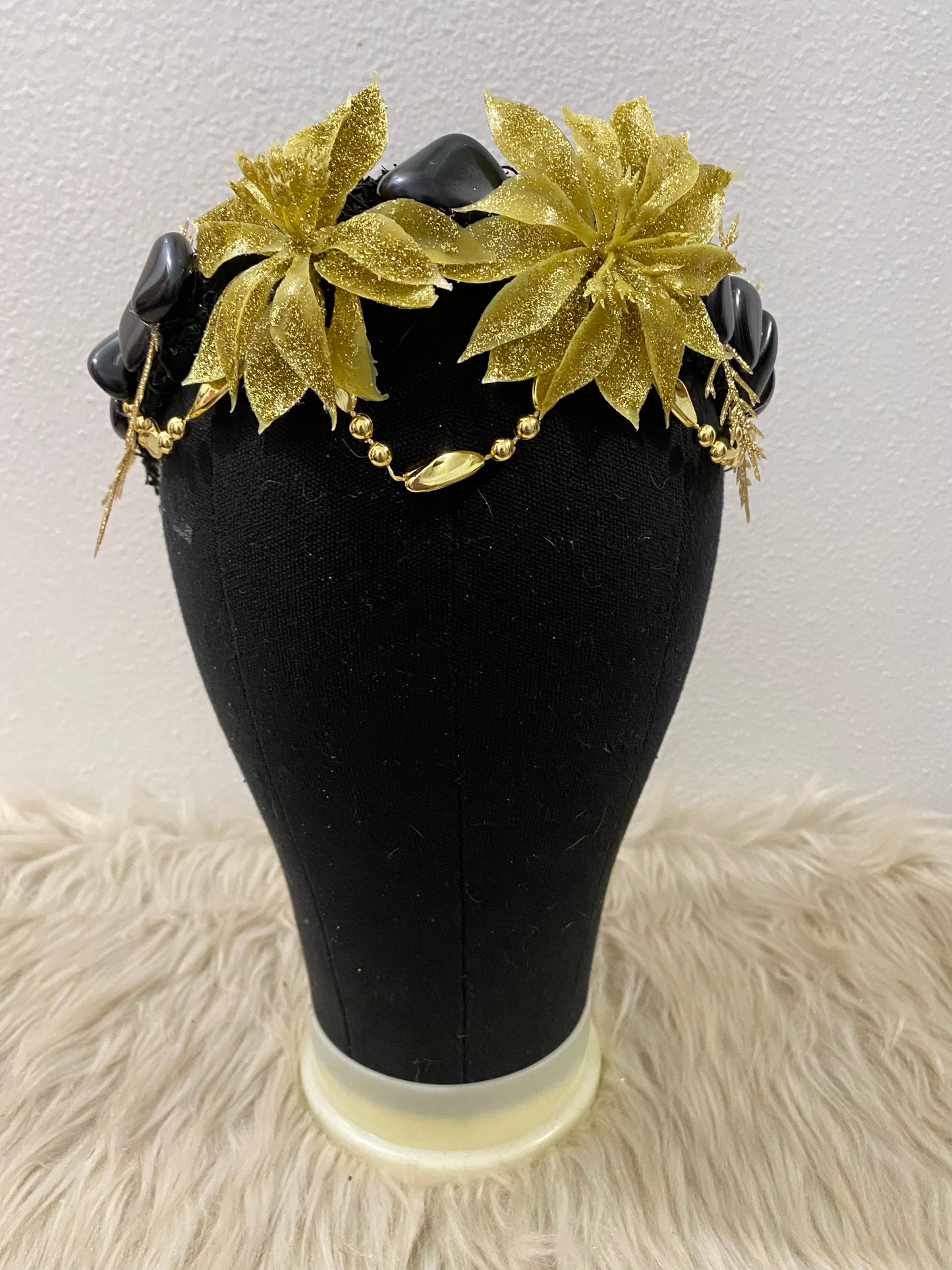 Black & Gold Cuetlaxochitl Obsidian Crown